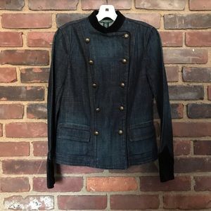 LAUREN RALPH LAUREN military Double Breasted Denim Jacket XS -34 Chest -21” Long